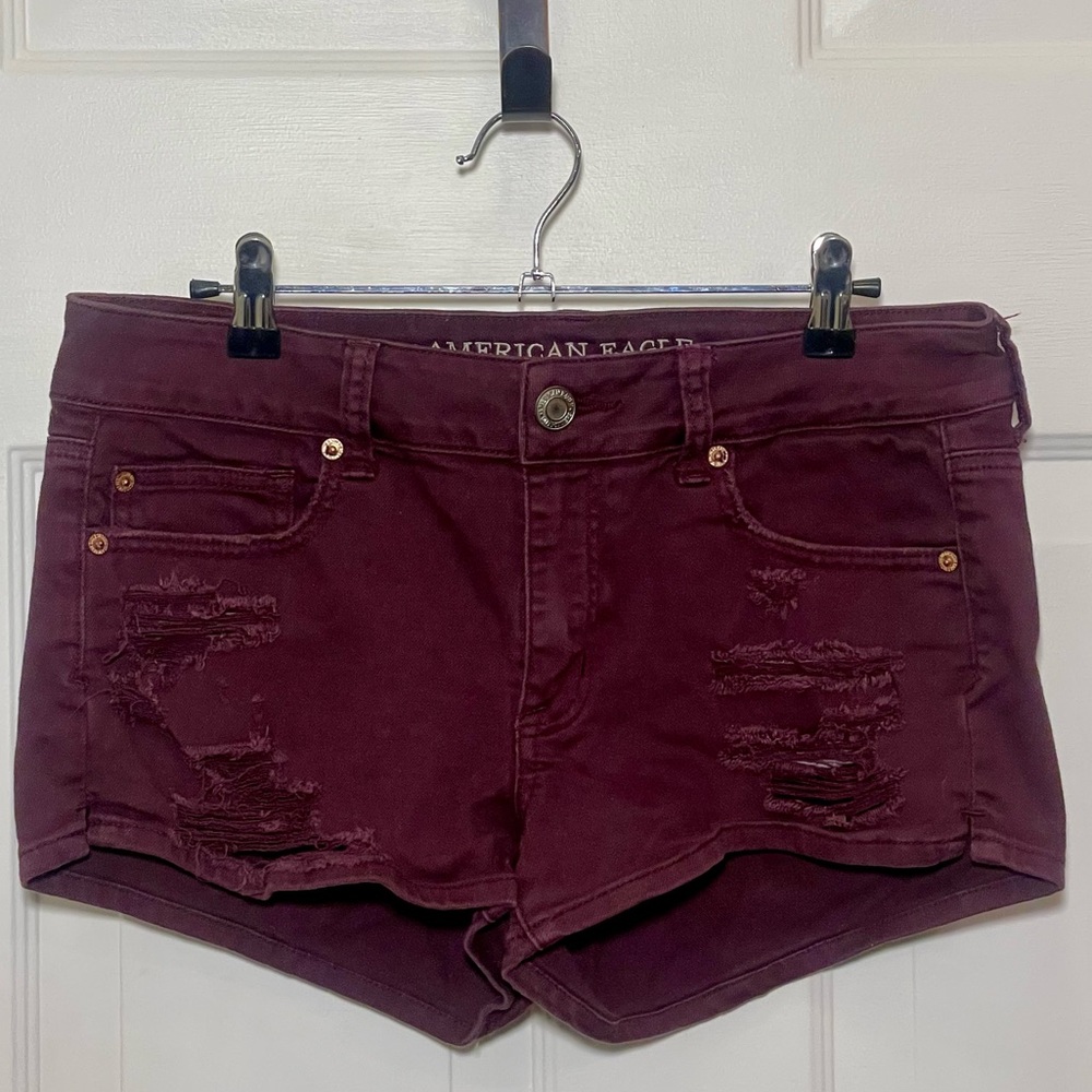 American Eagle Outfitters Women's Purple Distressed Jean Shorts